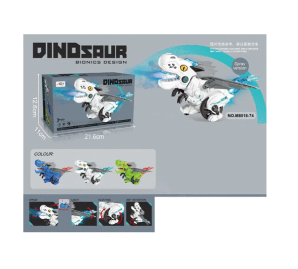 Dinosaurio Interactivo Paseos, Bailes, Música, Sonido, Luz, Vapor, 3 Colores